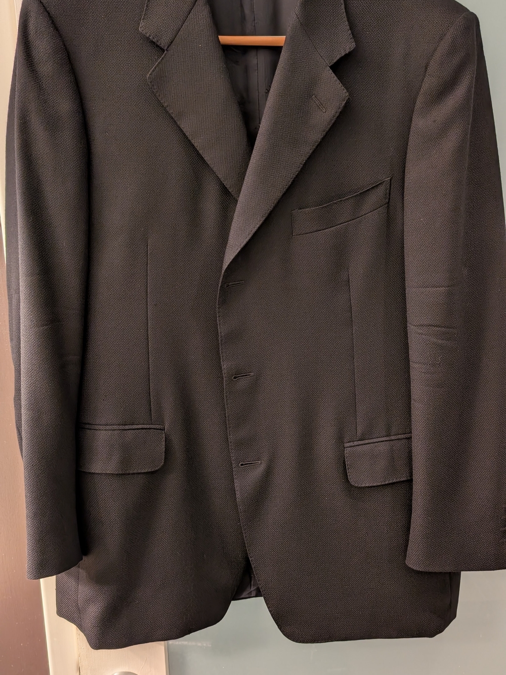 Canali Men's 100% Cashmere Textured-weave Black Sport Coat, 44R, VGC